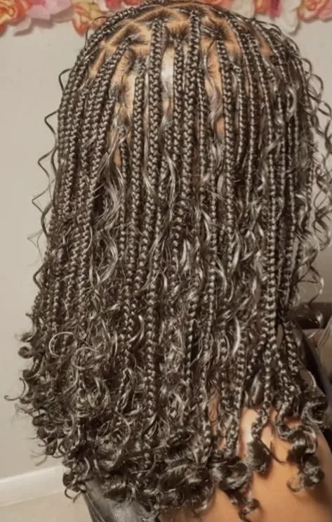 Boho braids with curly ends