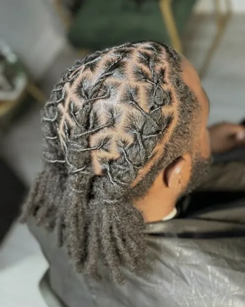 Fresh loc retwist with neat parts